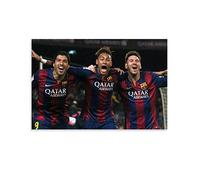 Lionel Messi Neymar Jr Luis Suarez Barcelone MSN Photo dédicacée Poster Sports Poster Esthétique sur Toile Art Mural Impression Moderne Décoration Chambre de Famille Poster 40,6 x 61 cm