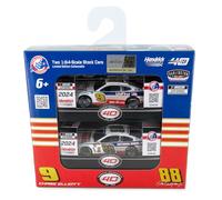Lionel Racing Chase Elliott/Dale Earnhardt Jr 2024 Darlington Throwback Lot de 2 voitures moulées sous pression Échelle 1:64
