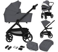 Poussette Duo LIONELO Carmine - Poussette - Nacelle - Sac - Habillage pluie - Accessories - Grand roues - Gris