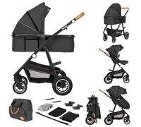 LIONELO Amber 2 in 1 poussette multifonctionnellle, landau, ensemble poussette avec siège sport et nacelle fixe, sac, moustiquaire, couvrir, feuille de pluie