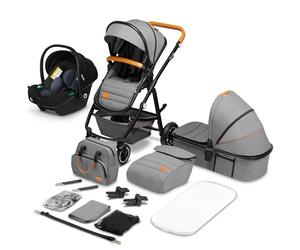 LIONELO Amber 3 in 1 poussette multifonctionnellle, landau, ensemble poussette avec siège sport et nacelle fixe, sac, moustiquaire, couvrir, feuille de pluie mit siege auto