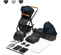 LIONELO Amber 2 in 1 poussette multifonctionnellle, landau, ensemble poussette avec siège sport et nacelle fixe, sac, moustiquaire, couvrir, feuille de pluie