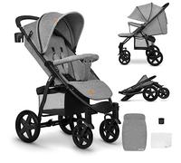 LIONELO Annet Plus poussette bebe à 22 kg, auvent avec fenêtre, roues EVA, chancelière moustiquaire porte-gobelet, réglage du dossier jusqu’à la position couchée