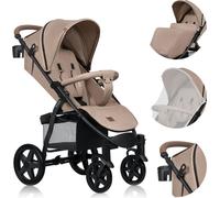 Poussette canne tout terrain LIONELO Annet Plus - Jusqu'à 22 kg - Grandes roues - Accessoires - Beige