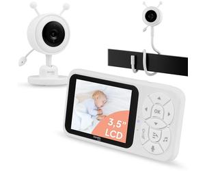 Lionelo Babyline 3.4 Babyphone avec Caméra, Écran 3,5", Mode VOX, Audio Bidirectionnel, Vision Nocturne, Zoom 4x, Capteur de Température, Berceuses, Batterie 3000 mAh, Portée 200 m, Sans Wi-Fi