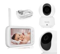 Lionelo Babyline 9.1 Babyphone Caméra Full HD, Écran 5", Application Wi-Fi | Vue Simultanée sur Moniteur et Appli, Caméra Orientable, Autonomie 8 h, Portée 300 m, Audio 2 Voies, VOX, Alerte Température