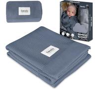 lionelo Bamboo Blanket légere Couverture Enfant, Couverture Poussette bébé en Bambou, Housse de lit, 100% Coton, Naturel, antibactérien, hypoallergénique, antifongique, dès Le 1 Jour, 100x75 cm Bleu