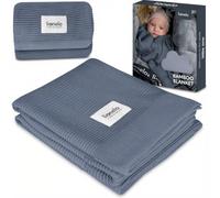 lionelo Bamboo Couverture Bébé Naissance 100 x 75 cm, Bleu | 100 % Coton de Bambou, Douce et Thermorégulatrice, pour Peau Sensible, Poussette et Nacelle, Plaid Bébé Lavable en Machine