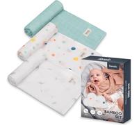 lionelo Bamboo Set 3 Langes Coton Bébé 70 x 70 cm, Pois | 100 % Coton de Bambou, Doux et Thermorégulateur, Hypoallergénique, Antibactérien, Lavable en Machine, Dès la Naissance