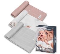 LIONELO Bamboo Set 3 pcs langes coton bébé 70x70 en bambou naturel à partir du 1 jour de la vie, antibactériens, antifongiques, hygroscopiques, délicat, doux, couverture, matelas à langer (Rainbow)
