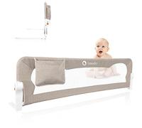 lionelo Barrière de lit en EVA - 150 x 42 cm - Pliable à 180° - Avec réglage de l'inclinaison - Tissu en maille - Sangles de sécurité - Barrière de sécurité pour lit d'enfant - Avec verrou de sécurité