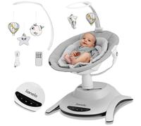 LIONELO Bella Balancelle Bebe Electrique Pivotante à 360° pour les Bébés jusqu'à 9 kg, Dossier Réglable, 5 Vitesses de Balancement, Ceintures de Sécurité, Détection de Mouvement, Antidérapante