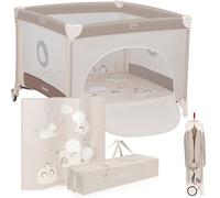 Lionelo – Parc bébé Bonnie – 100×100 cm, jusqu'à 15 kg, accès latéral zippé, sac de transport, beige