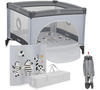 LIONELO BONNIE Parc Bébé jusqu'à 15 kg, de la Naissance à 36 mois, Accès Latéral Zippé, Filets Latéraux Aérés, Pliage Rapide, Roues Freinées, Sac de Transport (Stone)