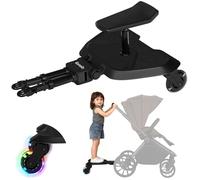 LIONELO Buggy Board Planche 2 en 1 pour poussette avec siège amovible, ajustement universel, absorption des chocs, roues LED, jusqu'à 25 kg, pour enfants de 2 à 5 ans