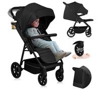 Lionelo Buggy MIRA jusqu'à 22 kg, Roues pivotantes 360°, Filtre UPF50+, Capote étanche XXL Noir