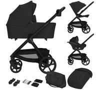 LIONELO Carmine Poussette 3 en 1 3 en 1 (0-4 ans, 0-22 kg), système de voyage ADAC, nacelle et poussette, roues GravelTech, suspension, UPF50+, position allongée, aération, accessoires