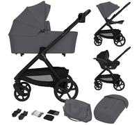 LIONELO Carmine Poussette 3 en 1 3 en 1 (0-4 ans, 0-22 kg), système de voyage ADAC, nacelle et poussette, roues GravelTech, suspension, UPF50+, position allongée, aération, accessoires