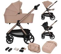 LIONELO Carmine Poussette 3 en 1 3 en 1 (0-4 ans, 0-22 kg), système de voyage ADAC, nacelle et poussette, roues GravelTech, suspension, UPF50+, position allongée, aération, accessoires