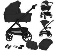 LIONELO Carmine Poussette combinée 2 en 1 de la naissance à 4 ans, jusqu'à 22 kg, nacelle et poussette, roues GravelTech, suspensions, capote UPF50+, ventilation, boucle magnétique