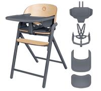 LIONELO Chaise Haute en Bois Celia, Évolutive, dès 6 mois jusqu'à 90 kg, Repose-pieds Réglable, Harnais 5 Points, Coussin de Siège, Nettoyage Facile (Grey)