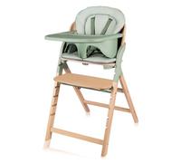 LIONELO Chaise Haute en Bois Megan, Évolutive de 6 mois à 110 kg, Repose-pieds Réglable, Ceintures 5 Points, Coussin d'Assise, Nettoyage Facile (Green)