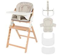 LIONELO Chaise Haute en Bois Megan, Évolutive de 6 mois à 110 kg, Repose-pieds Réglable, Ceintures 5 Points, Coussin d'Assise, Nettoyage Facile (White)