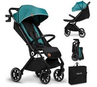 LIONELO Cloe Poussette Pliable Bébé jusqu'à 22 kg Réglage du Dossier Fonction Sommeil Harnais à 5 Points Grandes Roues Pivotantes Moustiquaire Compacte Imperméable (vert)