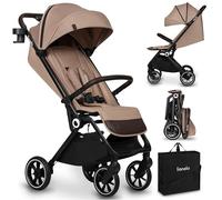 LIONELO Cloe Poussette Pliable Bébé jusqu'à 22 kg Réglage du Dossier Fonction Sommeil Harnais à 5 Points Grandes Roues Pivotantes Moustiquaire Compacte Imperméable (beige)