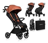 LIONELO Cloe Poussette Pliable Bébé jusqu'à 22 kg Réglage du Dossier Fonction Sommeil Harnais à 5 Points Grandes Roues Pivotantes Moustiquaire Compacte Imperméable (brun)
