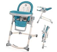 Lionelo Cora chaise haute bébé jusqu'à 15 kg réglable en hauteur dossier réglable double plateau bleu