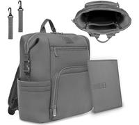 Lionelo Cube City Sac à Dos Léger pour Marcher et Voyager avec Un Enfant 12 Compartiments avec Matelas à Langer Durable Imperméable Sac Thermique Peut être Attaché à une Poussette 36x36x23cm