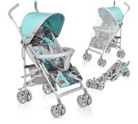 Lionelo Elia poussette petite pliable Poussette jusqu'à 15 kg Réglage du dossier et du repose-pieds Frein de roue arrière Moustiquaire - Tropical Turquoise