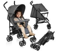 Lionelo Elia Poussette petite pliable Poussette jusqu'à 15 kg Réglage du dossier et du repose-pieds Frein de roue arrière Moustiquaire - Graphite