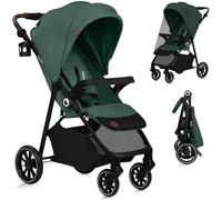 LIONELO EMMA ONE Poussette Canne jusqu'à 22 kg de 6 mois à 4 ans Roues Pivotantes 360° Absorption Totale des Chocs Pliage à Une Main Dossier et Repose-Pieds Auvent Ajustable XXL UPF50+ (Green)