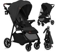 Lionelo Emma One Poussette jusqu'à 22 kg Roues pivotantes 360 Pliable d'une seule main Dossier et repose-pieds réglables Capote XXL UPF50+ Gris