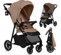 Lionelo Emma One Poussette jusqu'à 22 kg Roues pivotantes 360 Pliable d'une seule main Dossier et repose-pieds réglables Capote XXL UPF50+ Beige