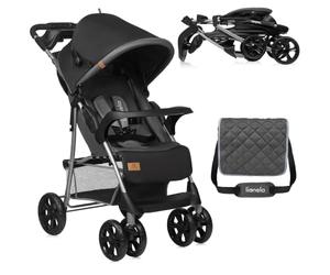 LIONELO Emma Plus poussette bebe à 15 kg, harnais à 5 points, pliage rapide, amortisseurs forts, sac inclus, construction légère et durable matelas (STONE)