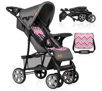 Lionelo Emma Plus Poussette légère et robuste de 6 à 36 mois, pliage compact rapide, inclinaison allongée à plat, harnais à 5 points, auvent XXL, roues absorbant les chocs, plateau, sac (simple, rose)