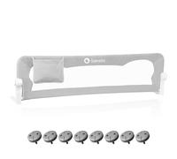 Lionelo Barrière de lit Eva 150 x 42 cm – Anti-chute, Pliable 180°, Cadre métal, Ceintures (Gris)
