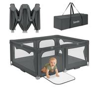LIONELO Florence Parc pour enfants 150 x 180 x 75 cm Easy Fold, filet respirant, sûr, portable, facile à plier, 2 entrées avec fermeture éclair, sac de voyage