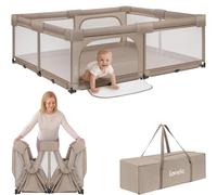 Grand Parc bébé 180x200 cm LIONELO Florence - Très rapide montage - Très grand espace - Intérieur/Extérieur - Sac inclus - Beige