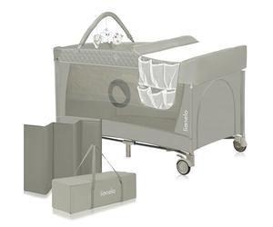 Lionelo FLOWER Lit Bebe Bebe 0-3 ans (Jusqu’à 15 kg) Lit Voyage Léger | Entrée Latérale, Barre avec Jouets, Deux Hauteurs de Matelas, Table à Langer Sûre Sac de Transport, Système de Pliage Rapide