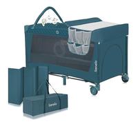 lionelo Flower lit Bebe Parapluie, Deux hauteurs de Matelas, entrée latérale, Barre avec Jouets, Table à Langer sûre Sac de Transport,système de Pliage Rapide