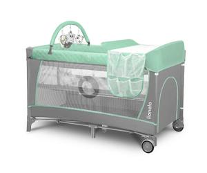 lionelo Flower lit Bebe Parapluie, Deux hauteurs de Matelas, entrée latérale, Barre avec Jouets, Table à Langer sûre Sac de Transport,système de Pliage Rapide