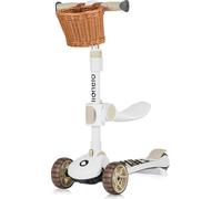 lionelo Franky 2en1 Trottinette d'équilibre pour Enfants de 3 Ans à 50 kg Patinette de 1 an à 20 kg Roues LED Réglable en Hauteur, Plateforme Antidérapante, Panier (Beige)