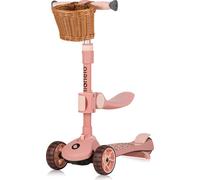 Lionelo Franky 2in1 Vélo de marche pour enfants jusqu'à 20 kg Trottinette d'équilibre jusqu'à 50 kg Réglable en hauteur, roues LED, marchepied antidérapant, panier rose