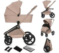 Lionelo Freya Poussette 2en1 (0-4 Ans, 0-22 Kg), Nacelle Pliable et Poussette Bebe, Position Allongée, Suspension et Roues PU, Capote UPF50+, Boucle Magnétique, Ventilation, Accessoires (Beige)