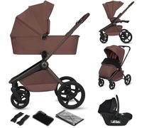 Lionelo Freya Poussette Trio 3 en 1 (0-4 Ans, Jusqu’à 22 Kg), Nacelle Pliable, Poussette et Siège Auto I-Size 40-87 Cm, Suspension, Roues PU, Capote UPF50+, Accessoires, Système de Voyage (Brown)