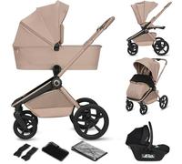 Lionelo Freya Poussette Trio 3 en 1 (0-4 Ans, Jusqu’à 22 Kg), Nacelle Pliable, Poussette et Siège Auto I-Size 40-87 Cm, Suspension, Roues PU, Capote UPF50+, Accessoires, Système de Voyage (Beige)